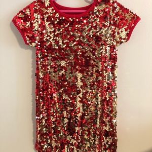 Girls’ Red and Gold Sequin Dress